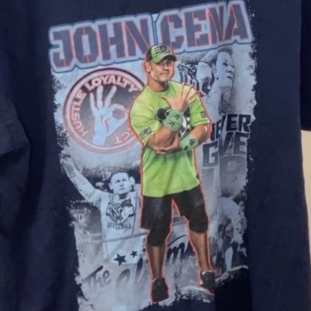 WWE John Cena Hustle Loyalty Respect Graphic T-Shirt Navy Blue Mens Large